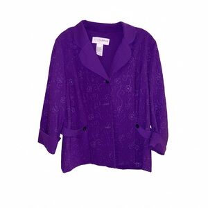 Sag Harbor 12 Petite Polyester Embroidered Button Down Jacket